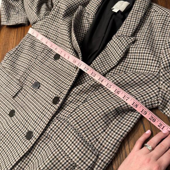 Joie Houndstooth Double Breasted Wool Blend Blazer Medium Checkered Jacket - Picture 10 of 14